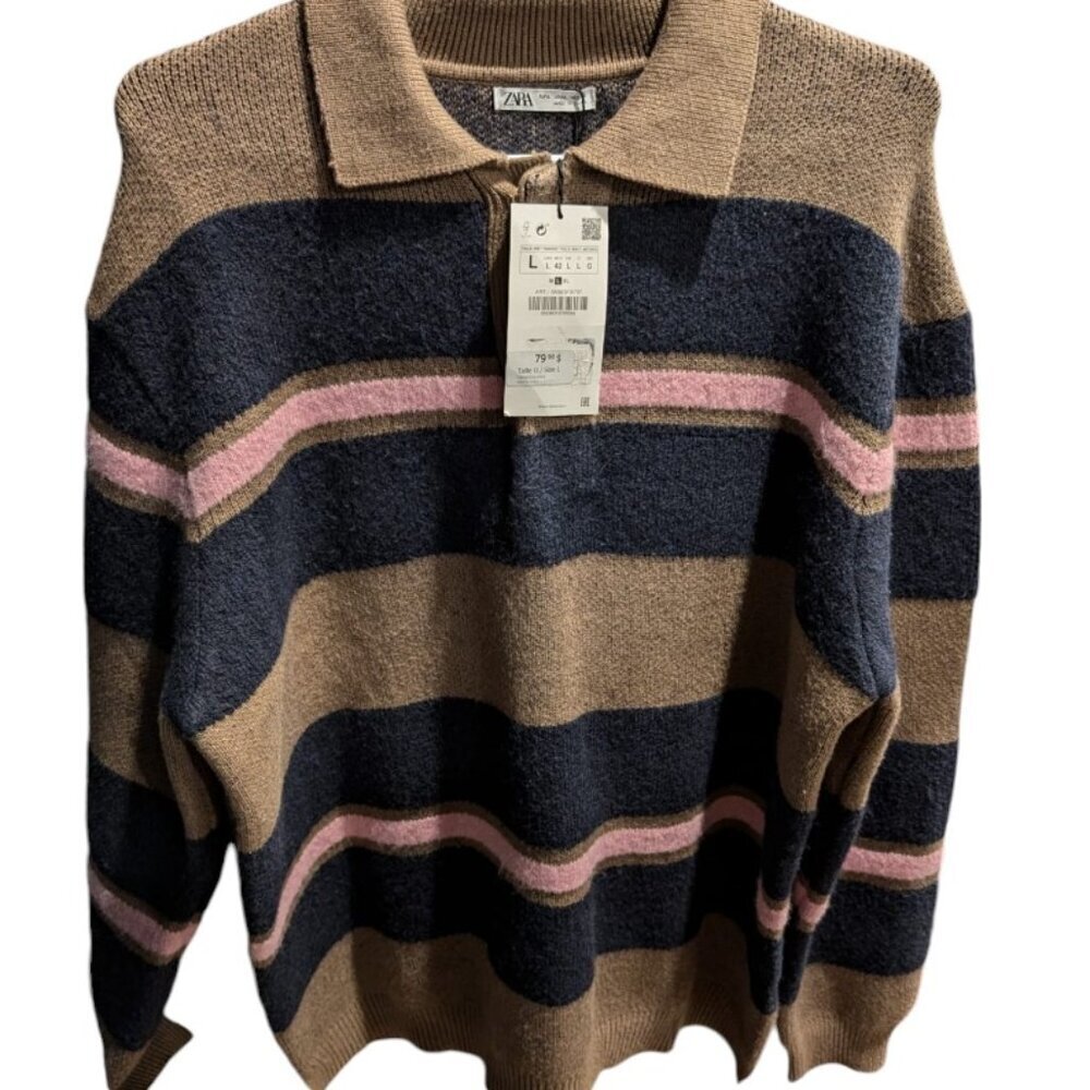 NEW Zara Polo Style Knit Sweater